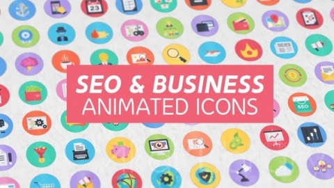 AE模板-100个搜索引擎优化和商业现代平面动画图标-100 Seo & Business Modern Flat Animated Icons