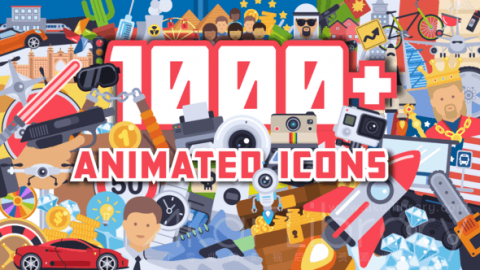 AE模板-1000多个平面动画图标包-1000+ Flat Animated Icons Pack