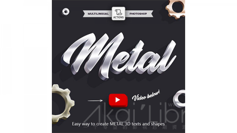 PS动作-3D金属3D Metal - Photoshop Action