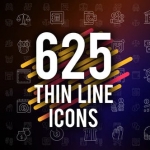 AE模板-625个细线图标-625 Thin Line Icons