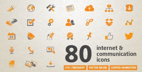 AE模板-80个互联网动画图标-80 Animated Internet Icons