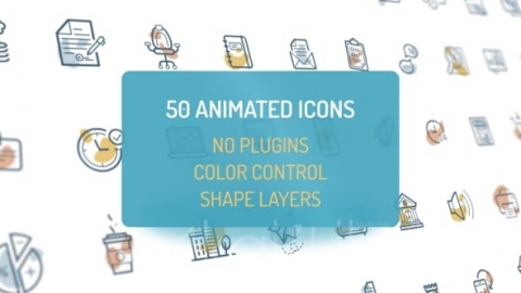 AE模板-动画平面图标-Animated Flat Icons