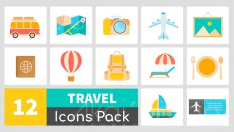 AE模板-动画旅行图标包-Animated Travel Icons Pack