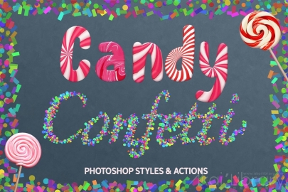 PS动作-糖果和五彩纸屑风格CANDY & CONFETTI Styles Photoshop