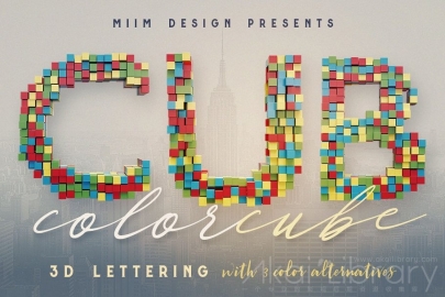 PSD模板-彩色立方体-3D字体Color Cubes - 3D Lettering