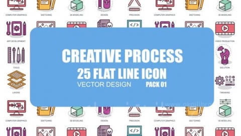 AE模板-创意流程-平面动画图标-Creative Process - Flat Animation Icons