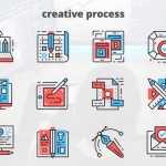 AE模板-创意流程-细线图标-Creative Process – Thin Line Icons