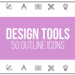 AE模板-设计工具-50个细线图标-Design Tools - 50 Thin Line Icons