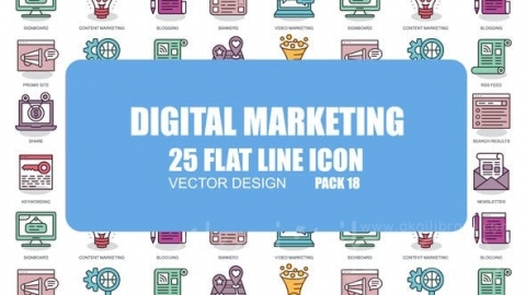 AE模板-数字营销-平面动画图标-Digital Marketing - Flat Animation Icons