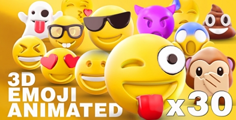AE模板-表情3D动画-EMOJI 3D animated
