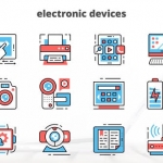AE模板-电子设备-细线图标-Electronic Devices – Thin Line Icons