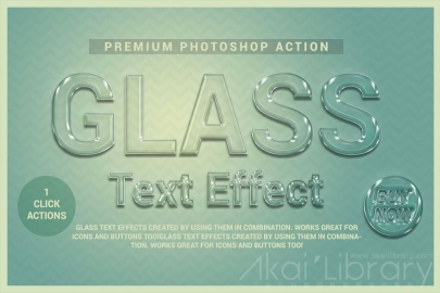 PS动作-模拟玻璃文字效果Glass Text Effect Photoshop Action