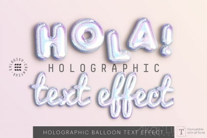 PSD模板-模拟气球文本效果HOLOGRAPHIC BALLOON TEXT EFFECT