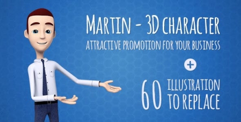 AE模板-男主持人产品推广经理-Martin 3D Character - Man Presenter Manager Product Promotion