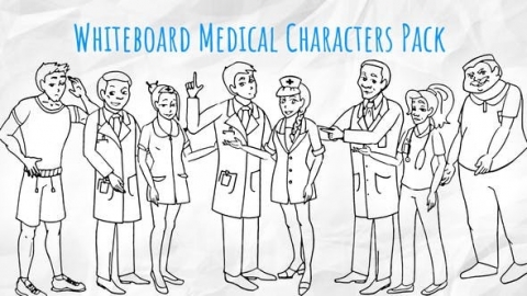 AE模板-医疗人物保健白板动画-Medical Characters - Healthcare Whiteboard Animation