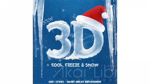 PSD模板-新的3D冰凉 冰冻和雪文字效果New 3D Ice Cool, Freeze & Snow Text Effects