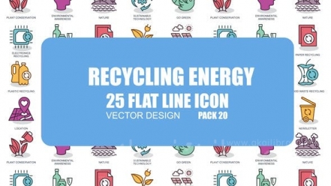 AE模板-能量回收-平面动画图标-Recycling Energy - Flat Animation Icons