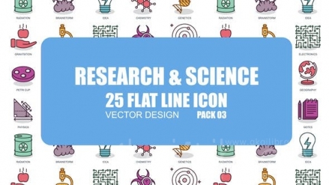 AE模板-研究与科学-平面动画图标-Research And Science - Flat Animation Icons