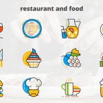 AE模板-餐厅和食品-平面动画图标-Restaurant And Food - Flat Animated Icons