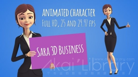 AE模板-美女主持人经理-Sara 3D Character in Business Suit - Beautiful Woman Presenter Manager