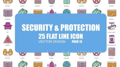 AE模板-安全和保护-平面动画图标-Security And Protection - Flat Animation Icons