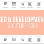 AE模板-搜索引擎优化-50个细线图标-Seo Optimization - 50 Thin Line Icons