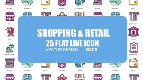 AE模板-购物和零售-平面动画图标-Shoping And Retail - Flat Animation Icons