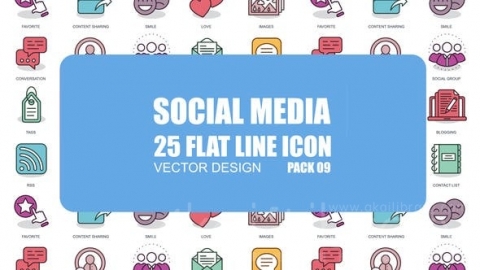 AE模板-社交媒体-平面动画图标-Social Media - Flat Animation Icons