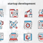 AE模板-启动开发-细线图标-Startup Development – Thin Line Icons