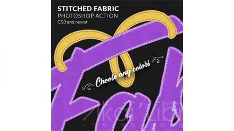 PS动作-模拟缝制面料Stitched Fabric Action
