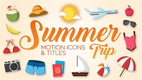 AE模板-夏季旅行-动作图标和标题-Summer Trip - Motion Icons & Titles