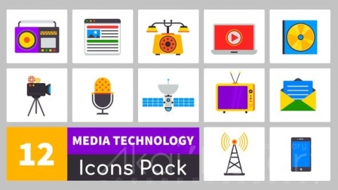 AE模板-真正的动画媒体技术图标-Truly Animated Media Technology Icons