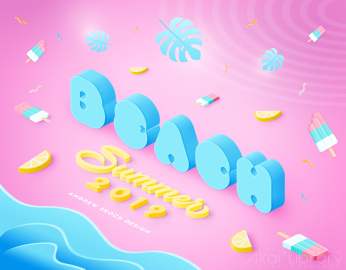 PSD模板-充满活力的3D文本效果7