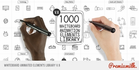 AE模板-白板动画元素库-Whiteboard Animated Elements Library