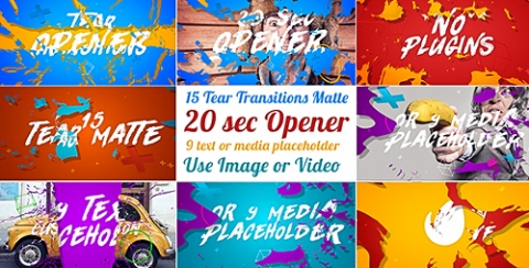 AE模板 带开场的15个撕裂过渡 15 Tear Transitions with Opener