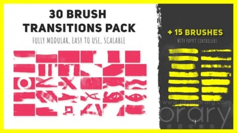AE模板 30个笔刷过渡包 30 Brush Transitions Pack