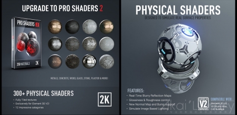 E3D材质：300种材质包Pro Shaders 2 WIN MAC+使用教程
