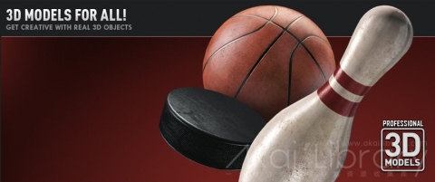 E3D模型：35个体育运动器材模型包Element 3D Sports WIN MAC+使用教程