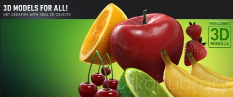E3D模型：35个新鲜水果食物模型包Element 3D Fresh_Food WIN MAC+使用教程