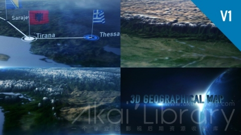 AE模板 三维地理图 3D Geographical Map