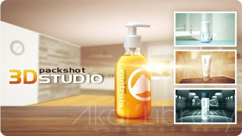 AE模板 3D沐浴产品展示 3D Packshot Studio