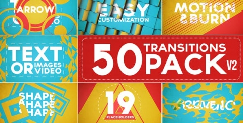 AE模板 带开场的50个过渡包 50 Transitions Pack with Opener