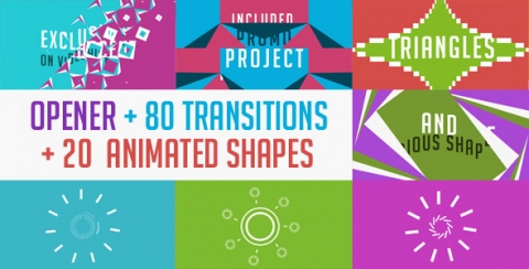 AE模板 带开场的80个转换+20个形状的视频蜂窝 80 Transitions with Opener + 20 shapes Videohive