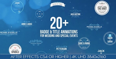 AE模板 婚礼和特别活动动画标题 Badges Title Animations For Wedding And Special Events