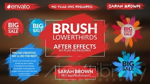 AE模板 笔刷标题 Brush Lower Thirds After Effects Template