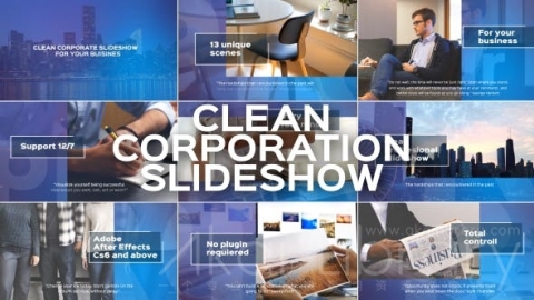 AE模板 清洁企业幻灯片 Clean Corporate Slideshow