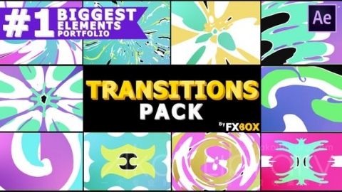 AE模板 彩色动画效果转场 Colorful Cartoon Transitions  After Effects