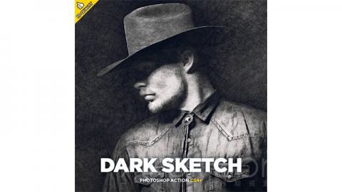 PS动作-暗色素描Dark Sketch CS4+ Photoshop Action