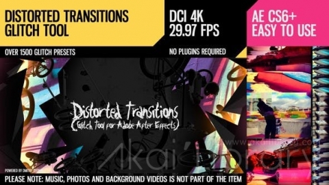 AE模板 变形过渡（故障工具） Distorted Transitions (Glitch Tool)
