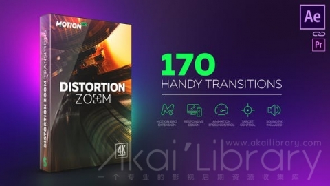 AE扩展预设脚本：变形变焦变换无缝转场过渡动画工具包 MotionBro Distortion Zoom Transitions